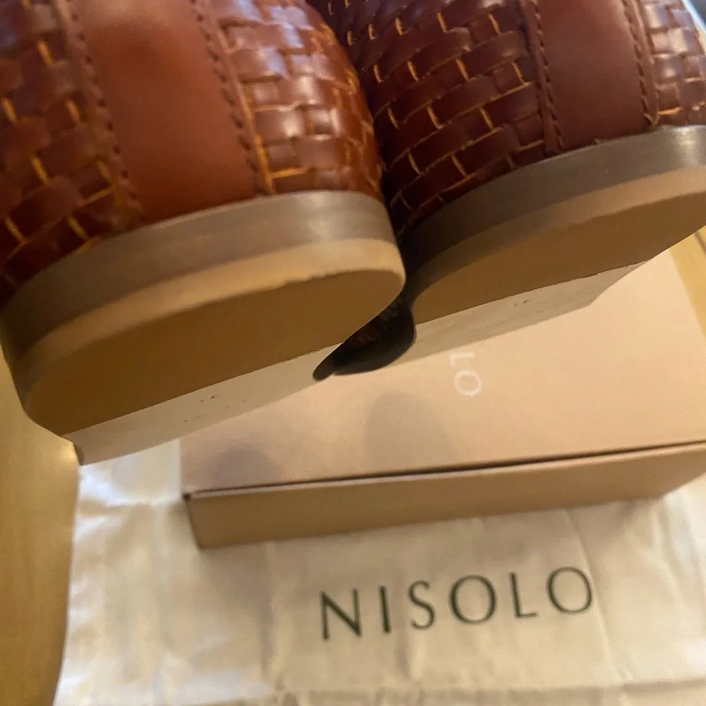 Men’s Woven Leather Slip On Loafer Nisolo Alejandro Brown Brandy New Size 11
